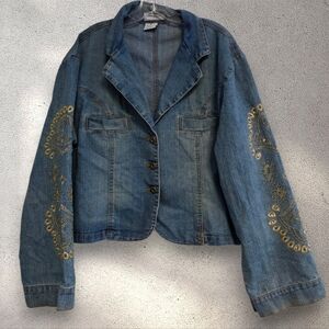 Vintage Jamie Nicole Collections Denim Jacket with Gold Embroidery Size 20
